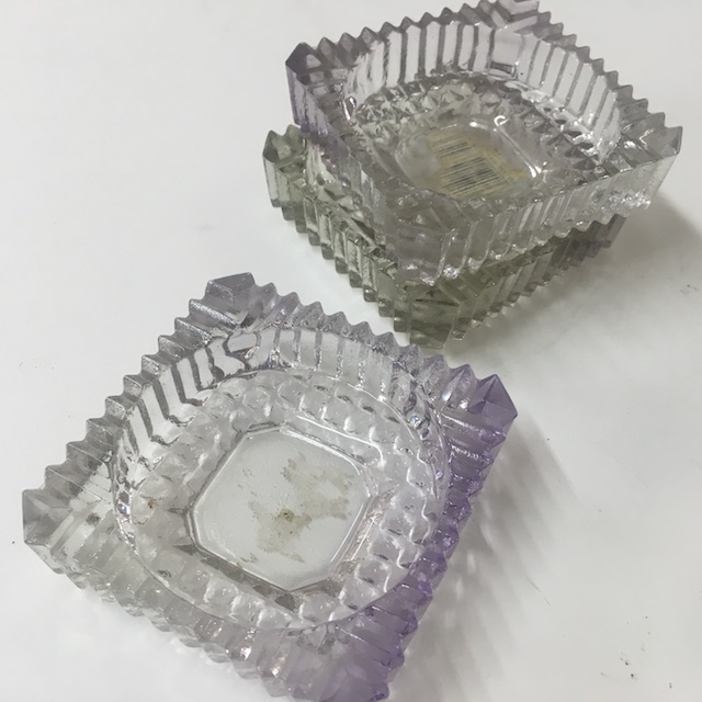 ASHTRAY, Glass - Square Cut Glass (Small)